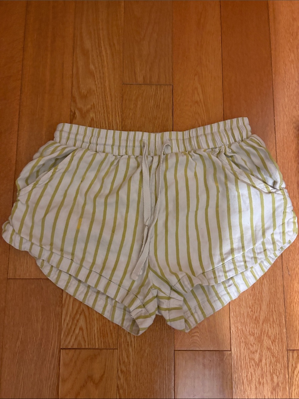 Billabong Women's Lightweight Striped Drawstring Shorts - White & Light Green